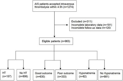 Hyponatremia Is Associated With Post-thrombolysis Hemorrhagic Transformation and Poor Clinical Outcome in Ischemic Stroke Patients